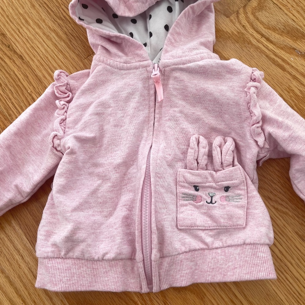 Baby Girl Pink Zip Up Hoodie Sz‎ 12M - Picture 2 of 5